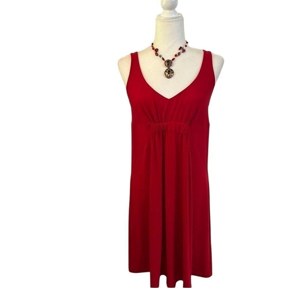 Dotti Red Empire Waist Mini Dress Sleeveless Flowy Casual M